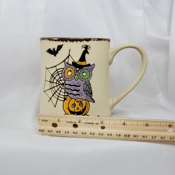2021 Halloween coffee mug owl Jack o lantern Spectrum Designz stoneware - Picture 6 of 7